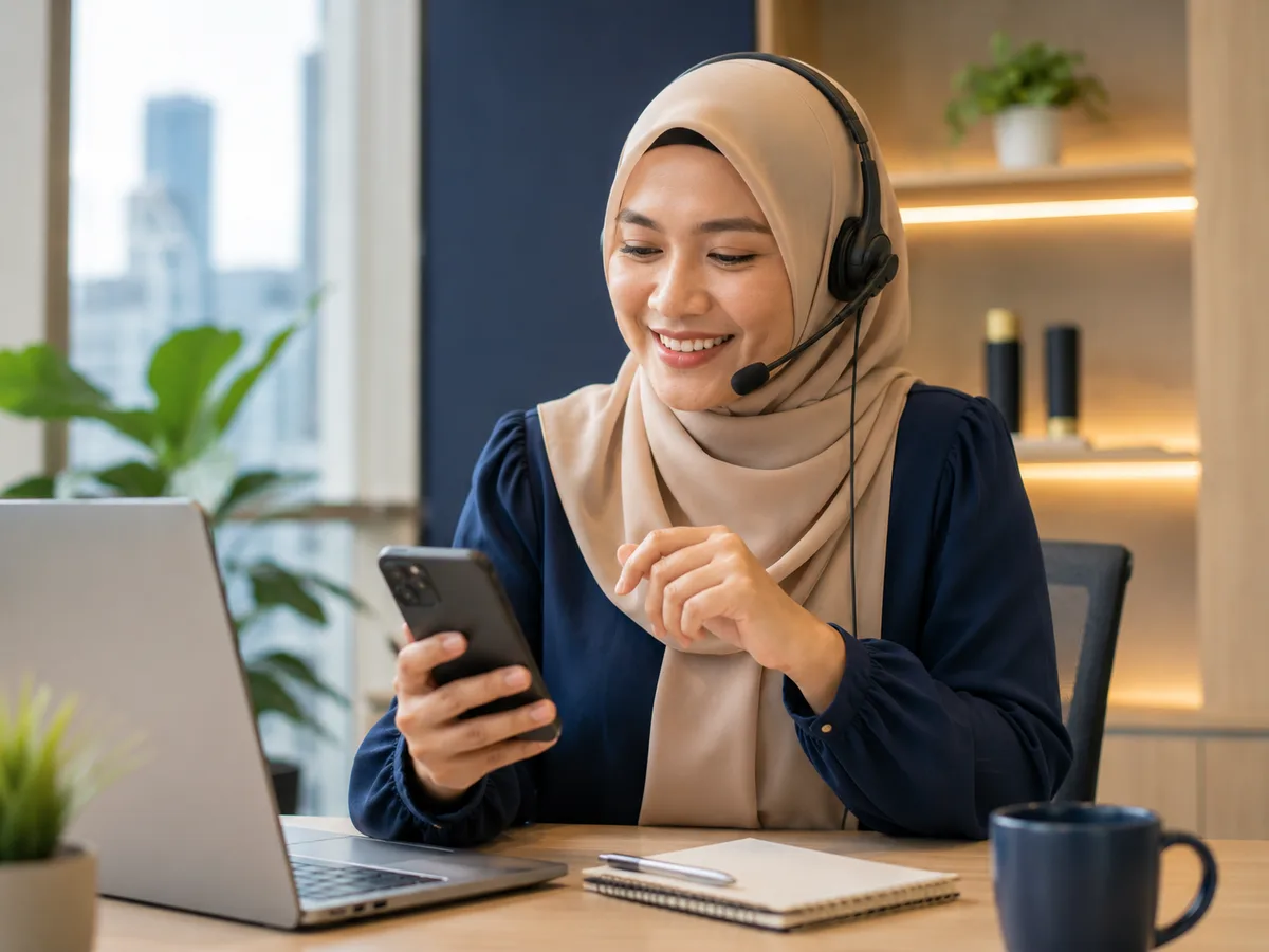 Konsultan Easy Glory Enterprise membalas mesej WhatsApp pelanggan
